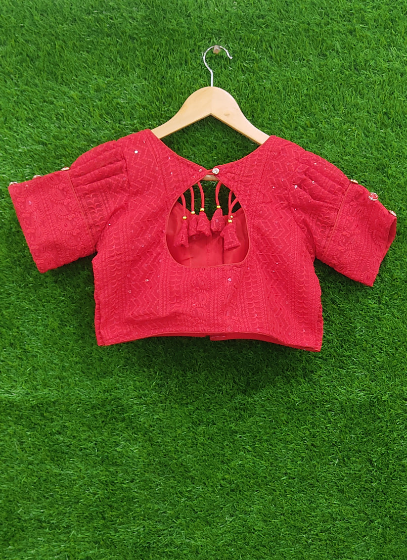 Red Georgette Embroidered Designer Blouse
