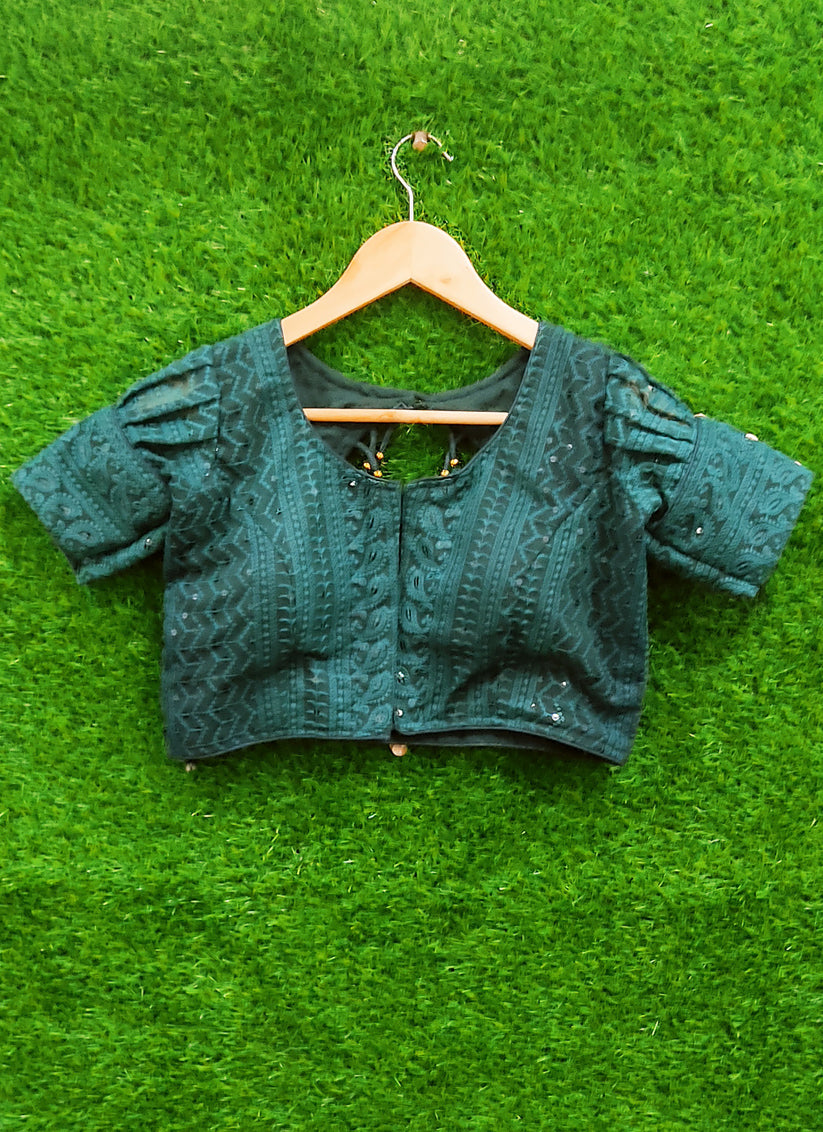 Green Georgette Embroidered Designer Blouse