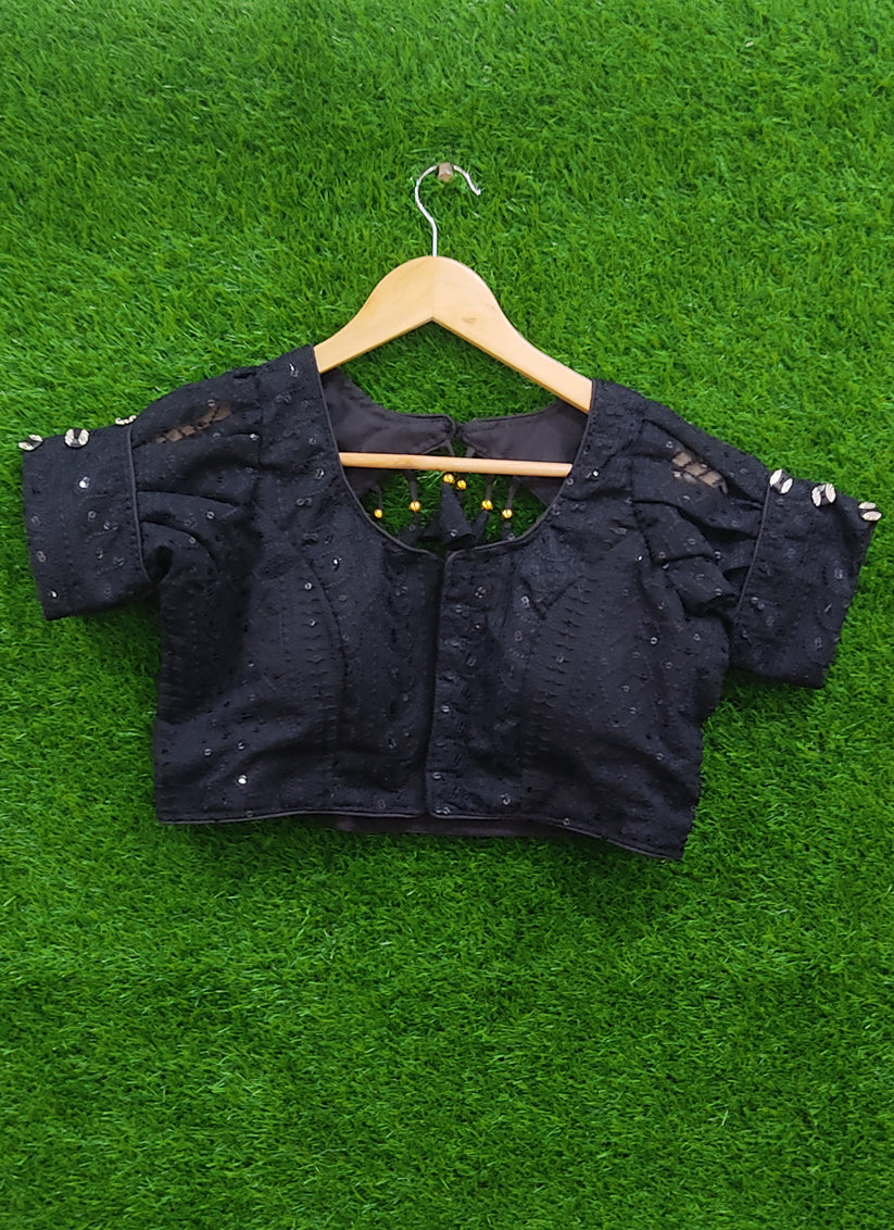 Black Georgette Embroidered Designer Blouse