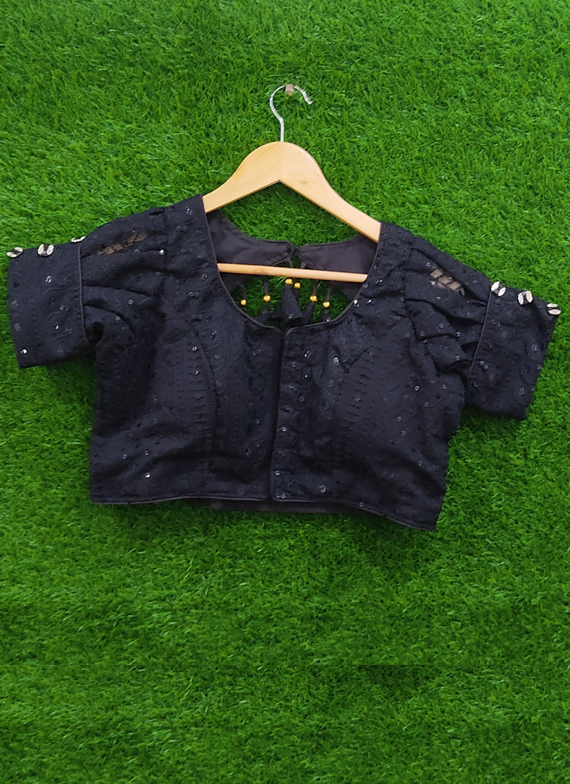 Black Georgette Embroidered Designer Blouse