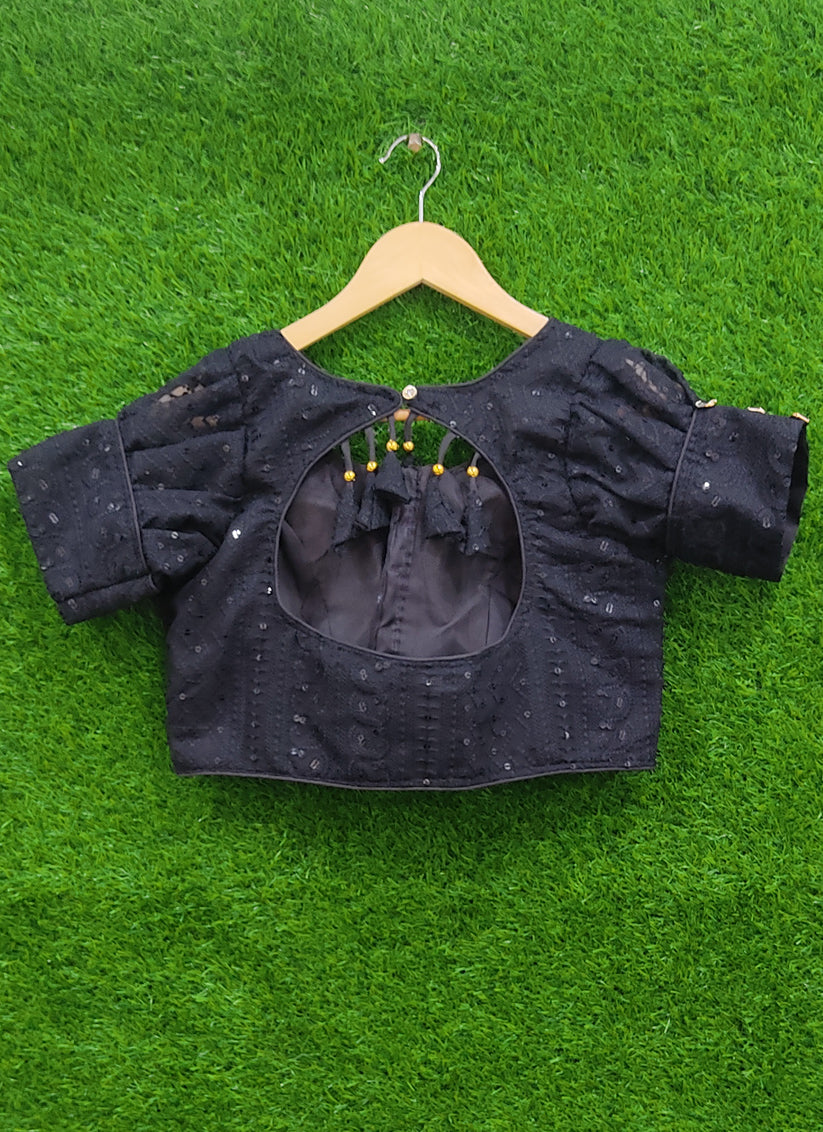 Black Georgette Embroidered Designer Blouse