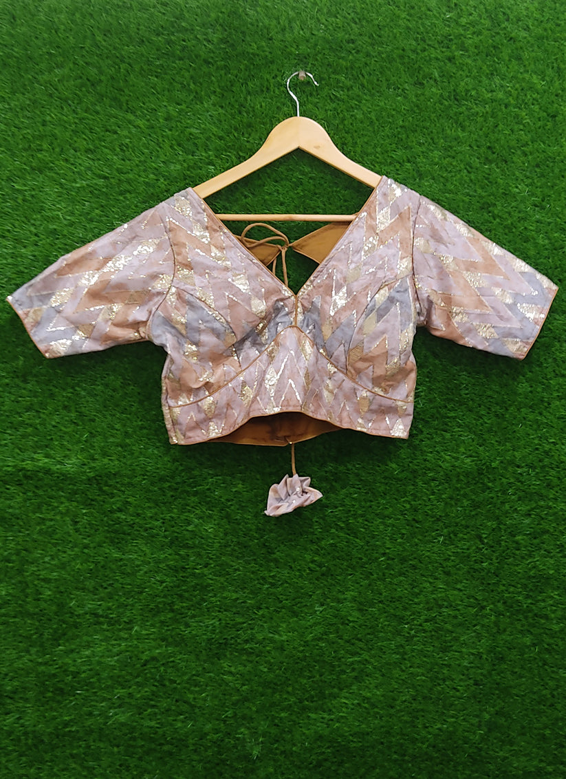 Cream Chiffon Sequence Designer Blouse