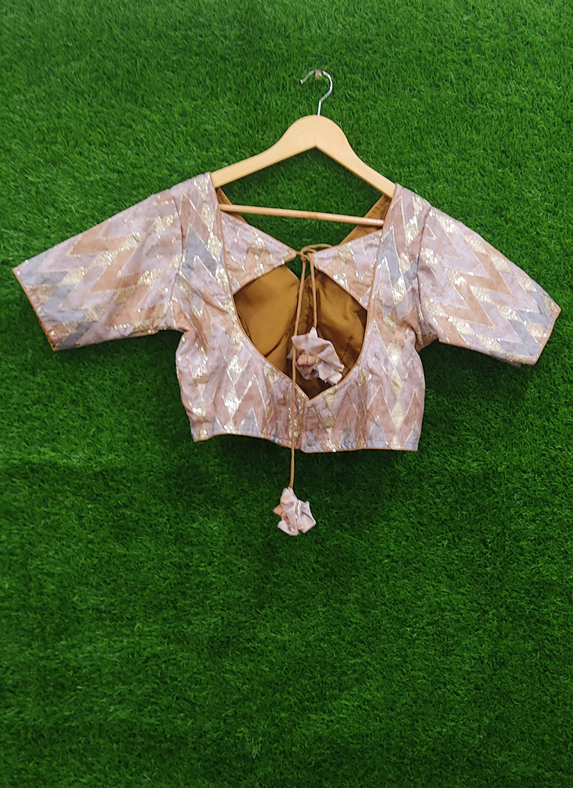 Cream Chiffon Sequence Designer Blouse