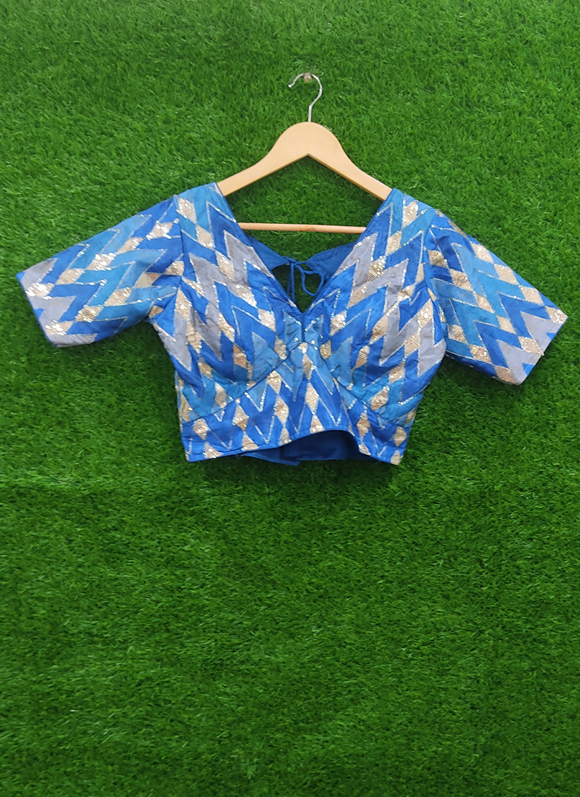 Blue Chiffon Sequence Designer Blouse