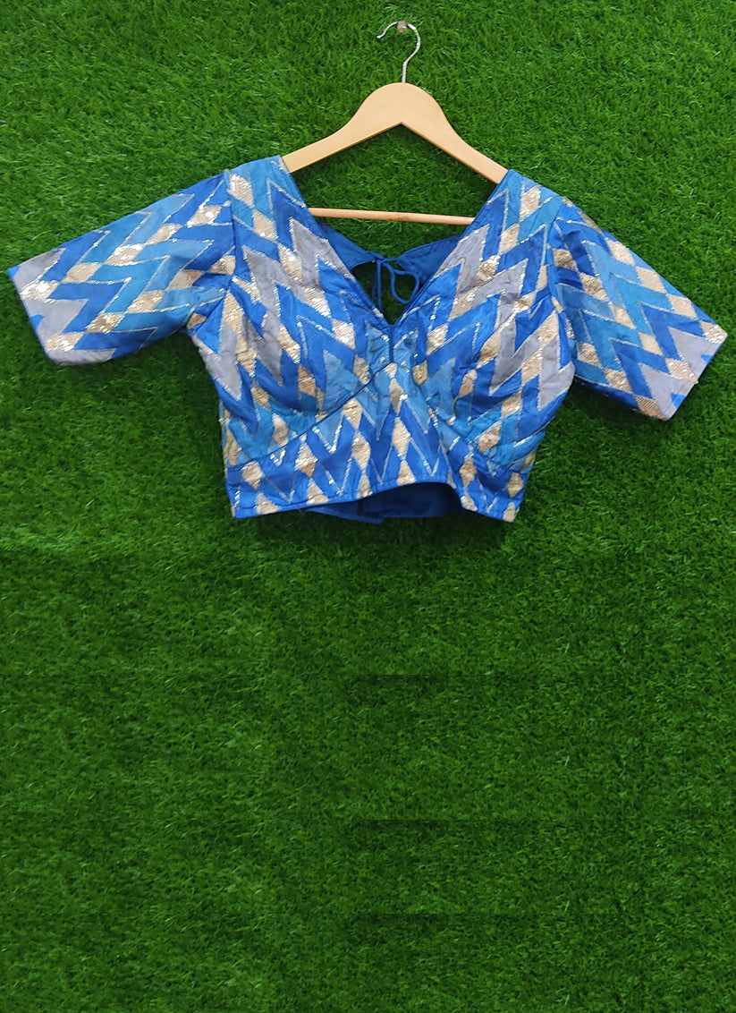 Blue Chiffon Sequence Designer Blouse