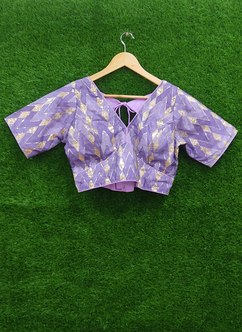 Purple Chiffon Sequence Designer Blouse