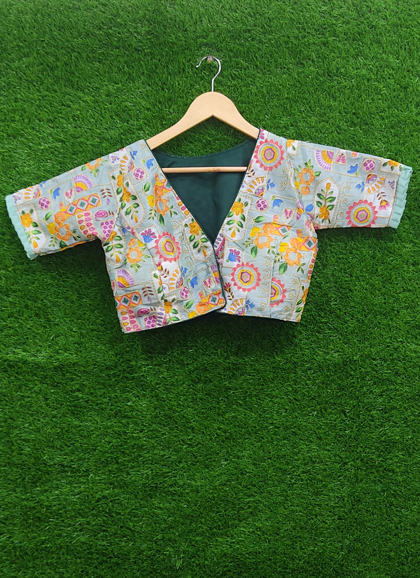 Green Phantom Printed Designer Blouse