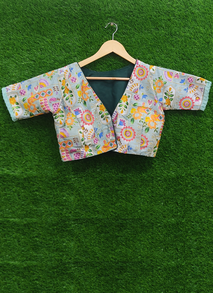 Green Phantom Printed Designer Blouse