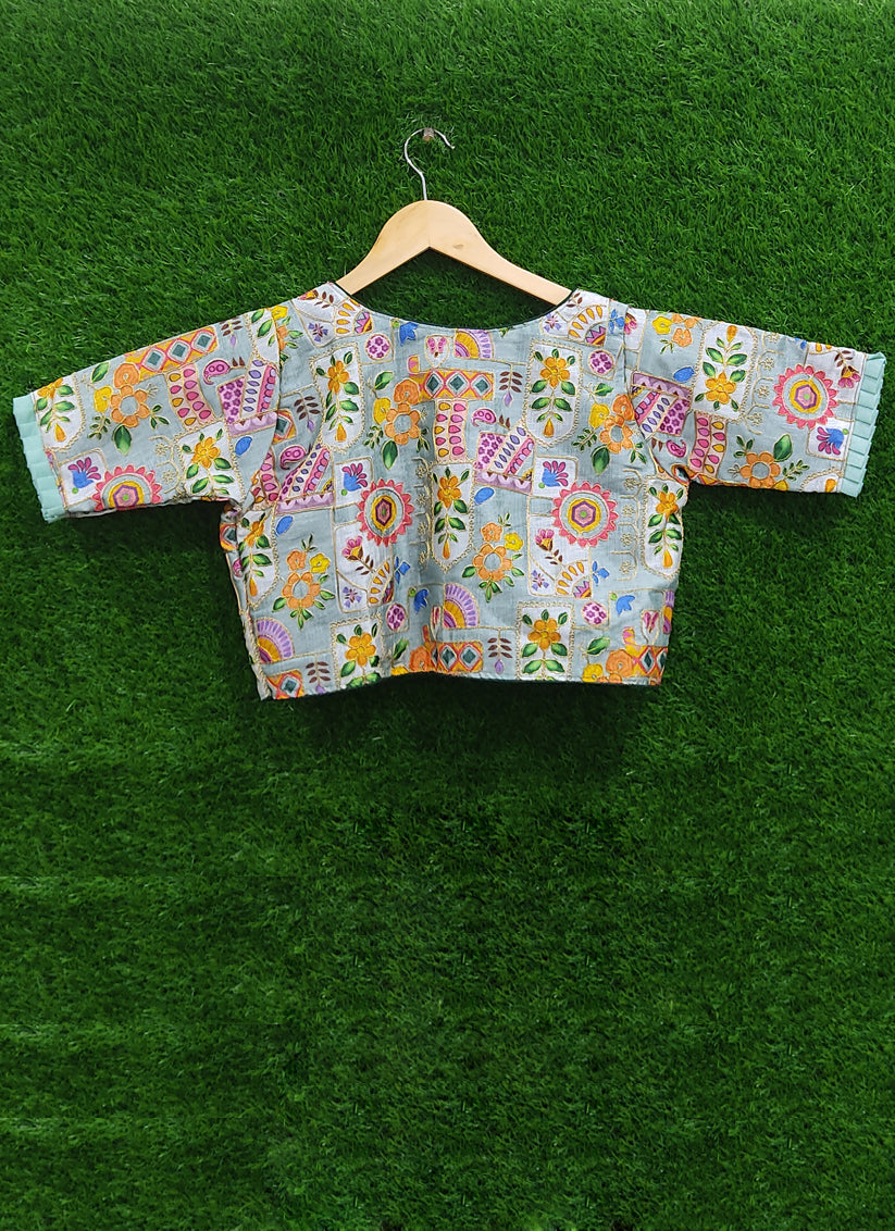 Green Phantom Printed Designer Blouse