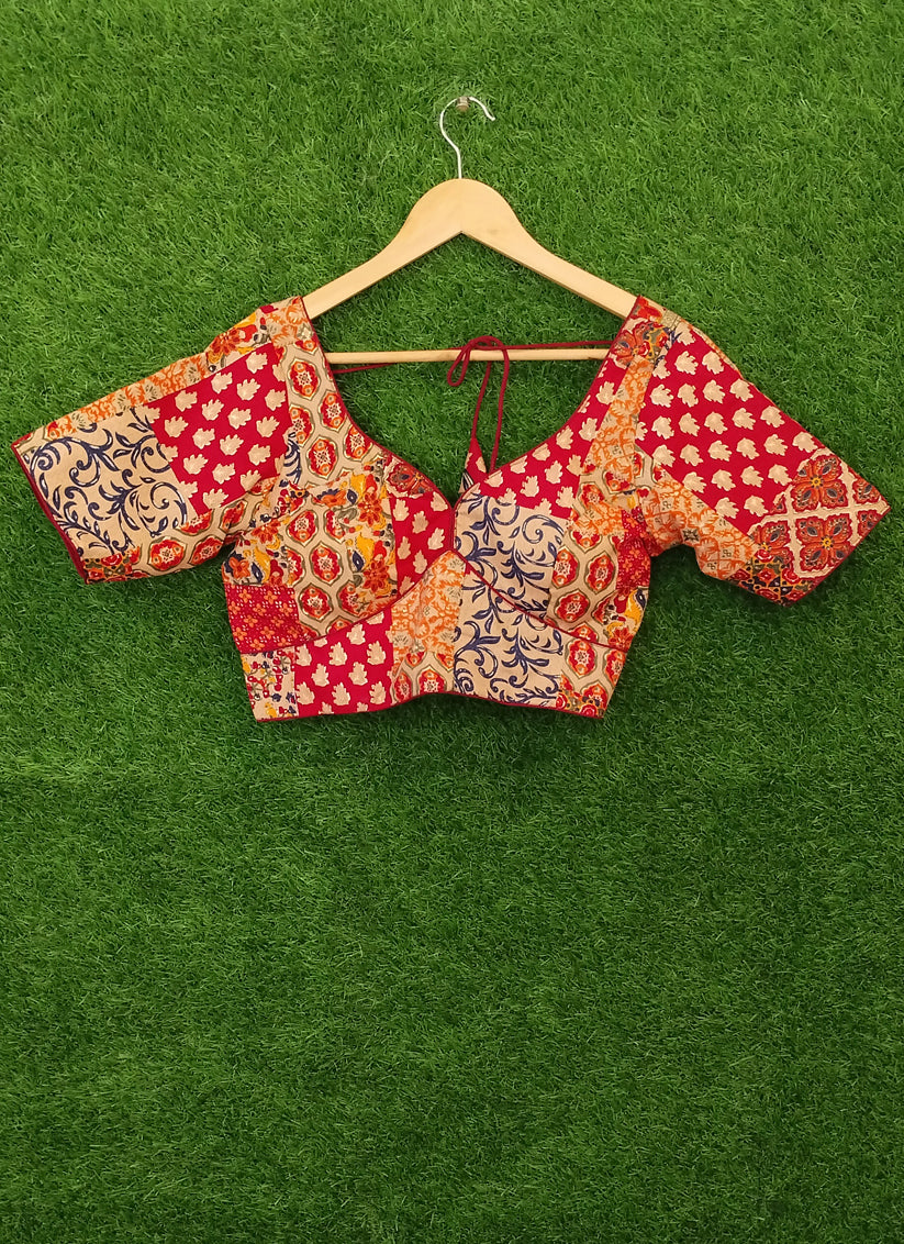 Multi Colour Cotton Printed Designer Blouse