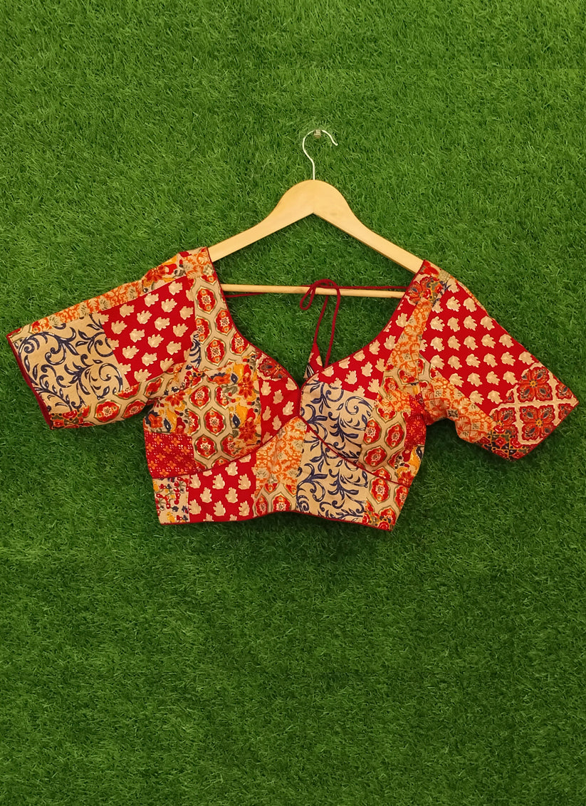 Multi Colour Cotton Printed Designer Blouse