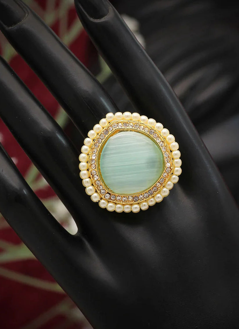 Sea Green Kundan Ring