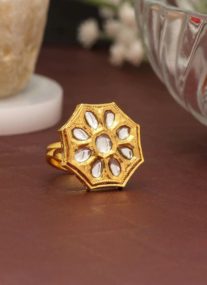 White Kundan Ring