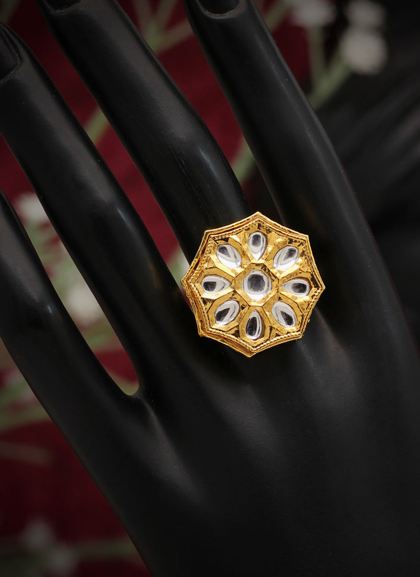 White Kundan Ring