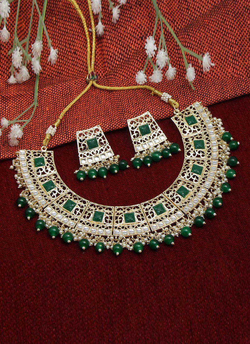Green Kundan Necklace Set