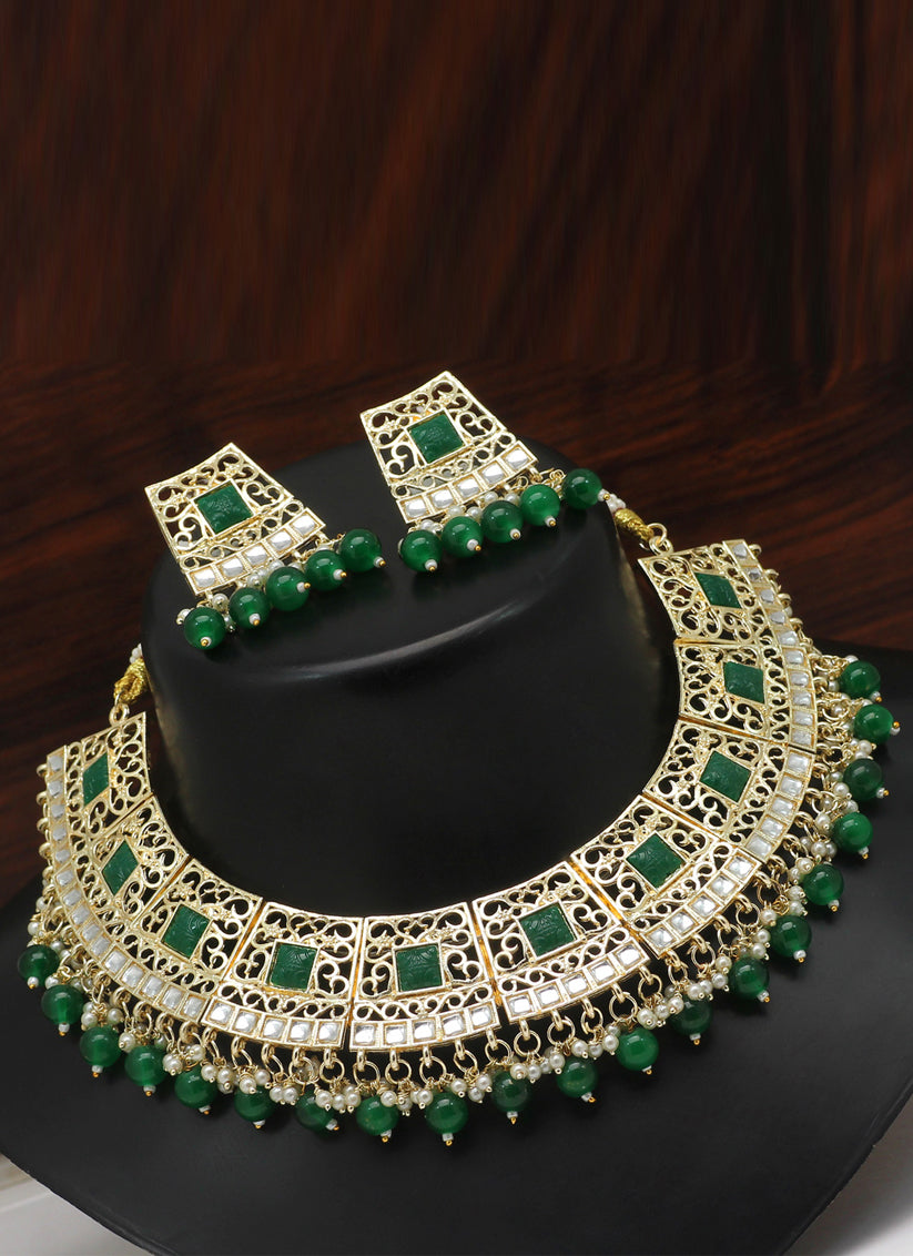 Green Kundan Necklace Set