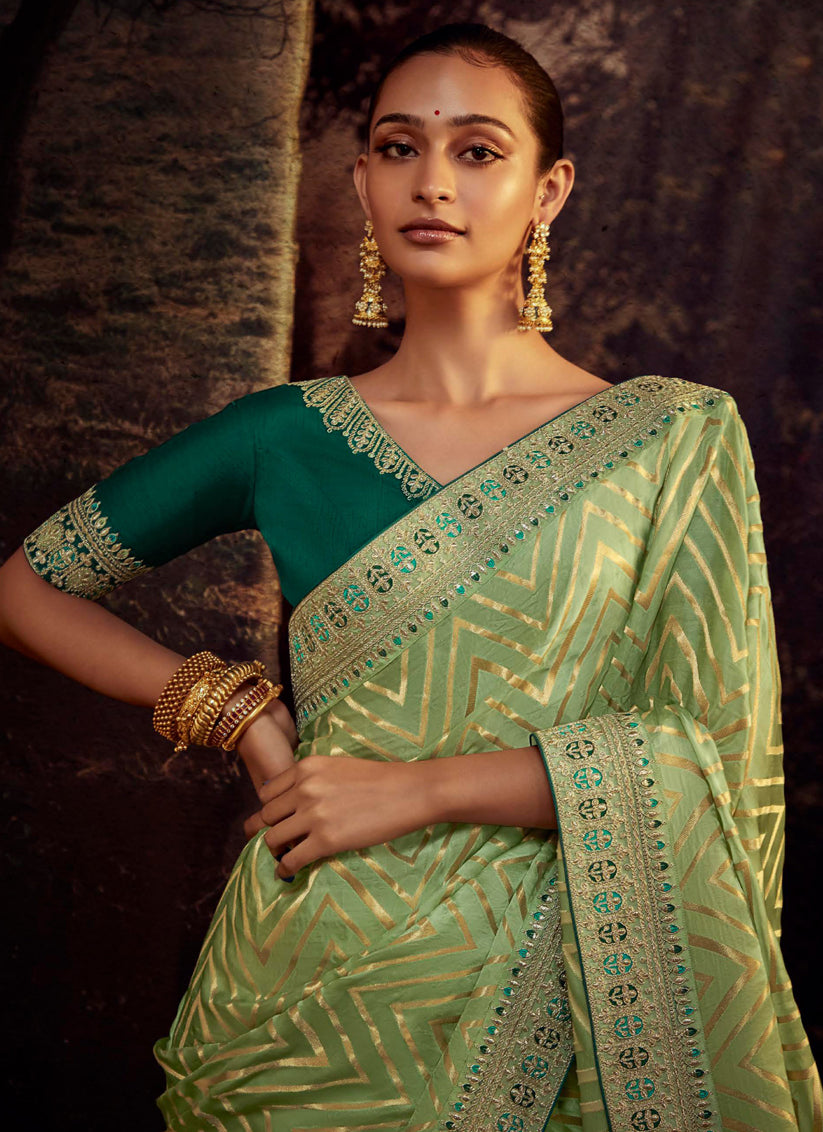 Lime Green Heavy Designer Saree