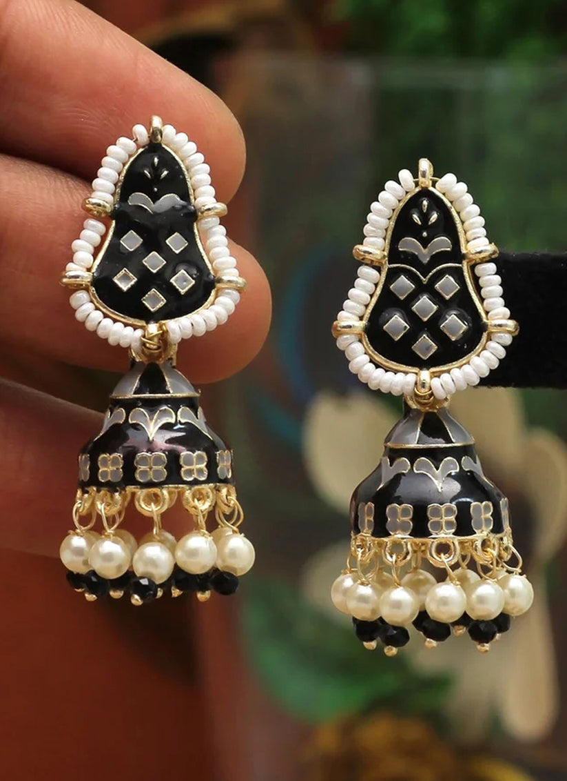 Black Meenakari Earrings