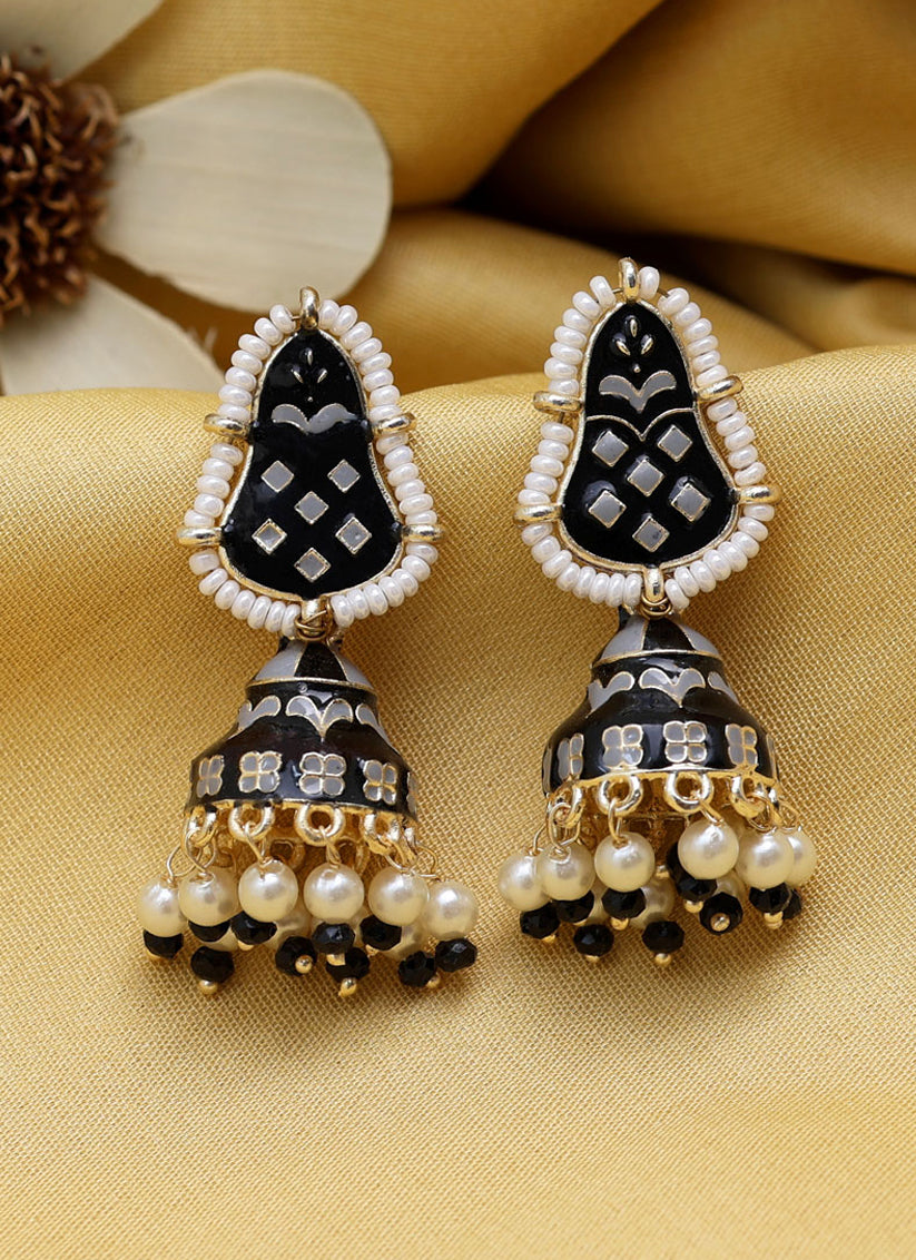 Black Meenakari Earrings