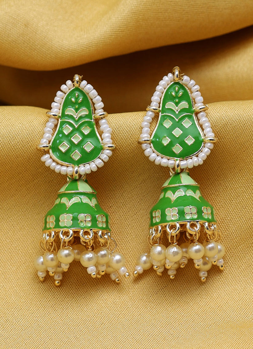 Green Meenakari Earrings