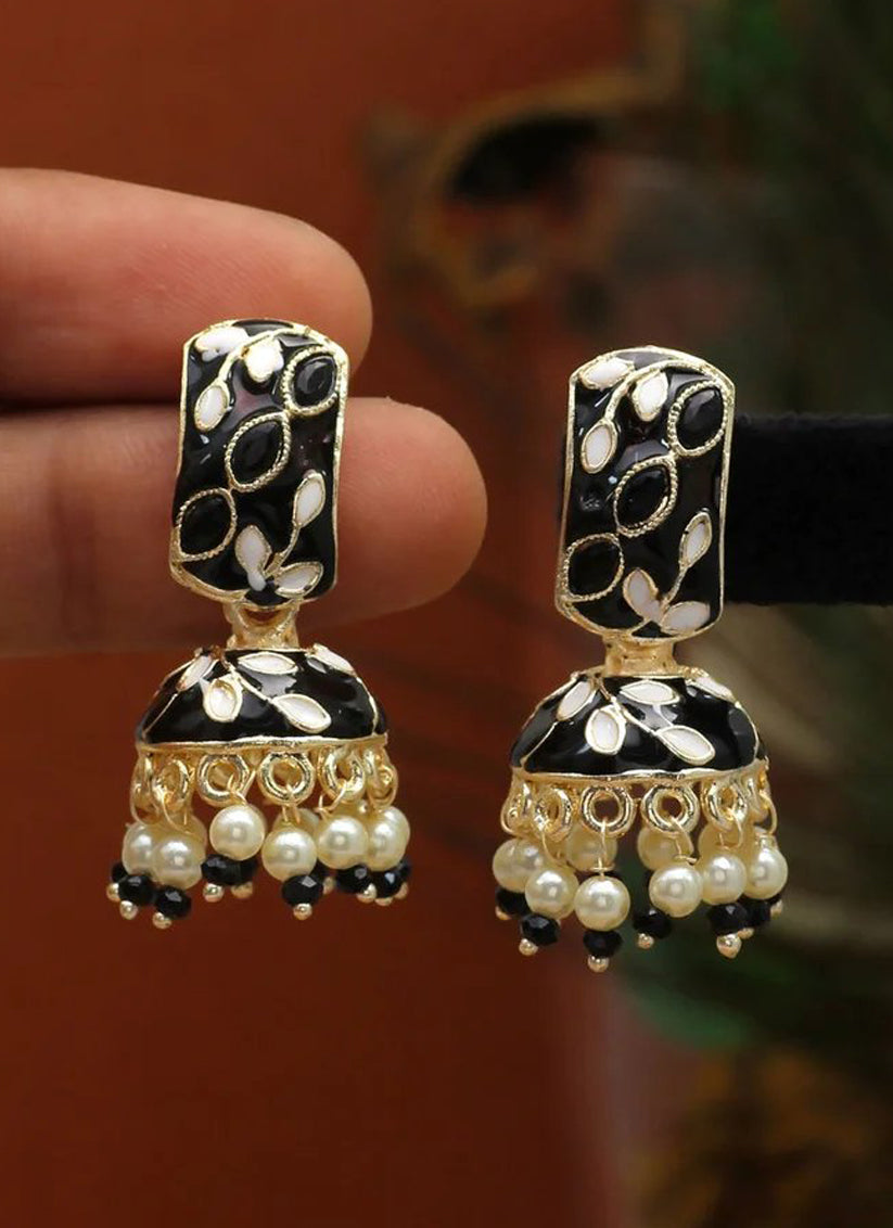 Black Meenakari Earrings