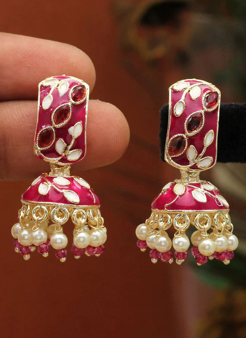 Purple Meenakari Earrings