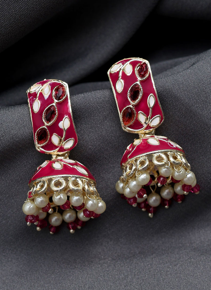 Purple Meenakari Earrings