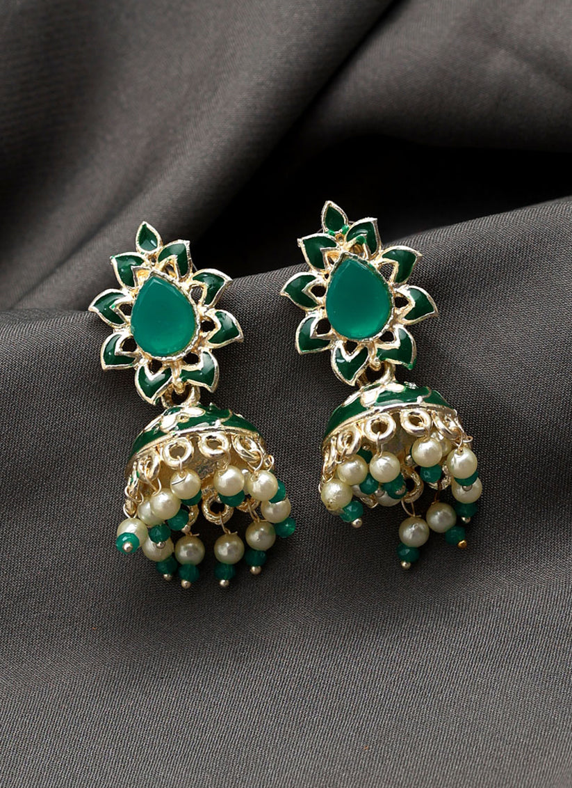 Green meenakari store earrings