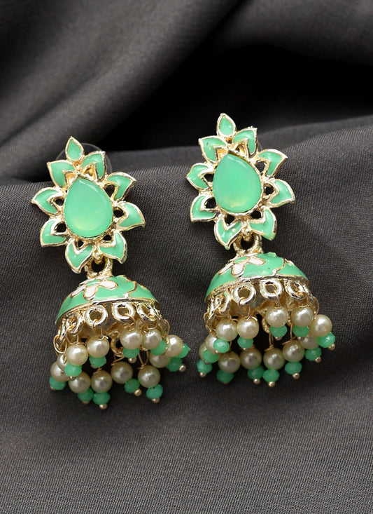 Parrot Green Meenakari Earrings