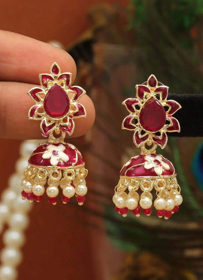 Purple Meenakari Earrings