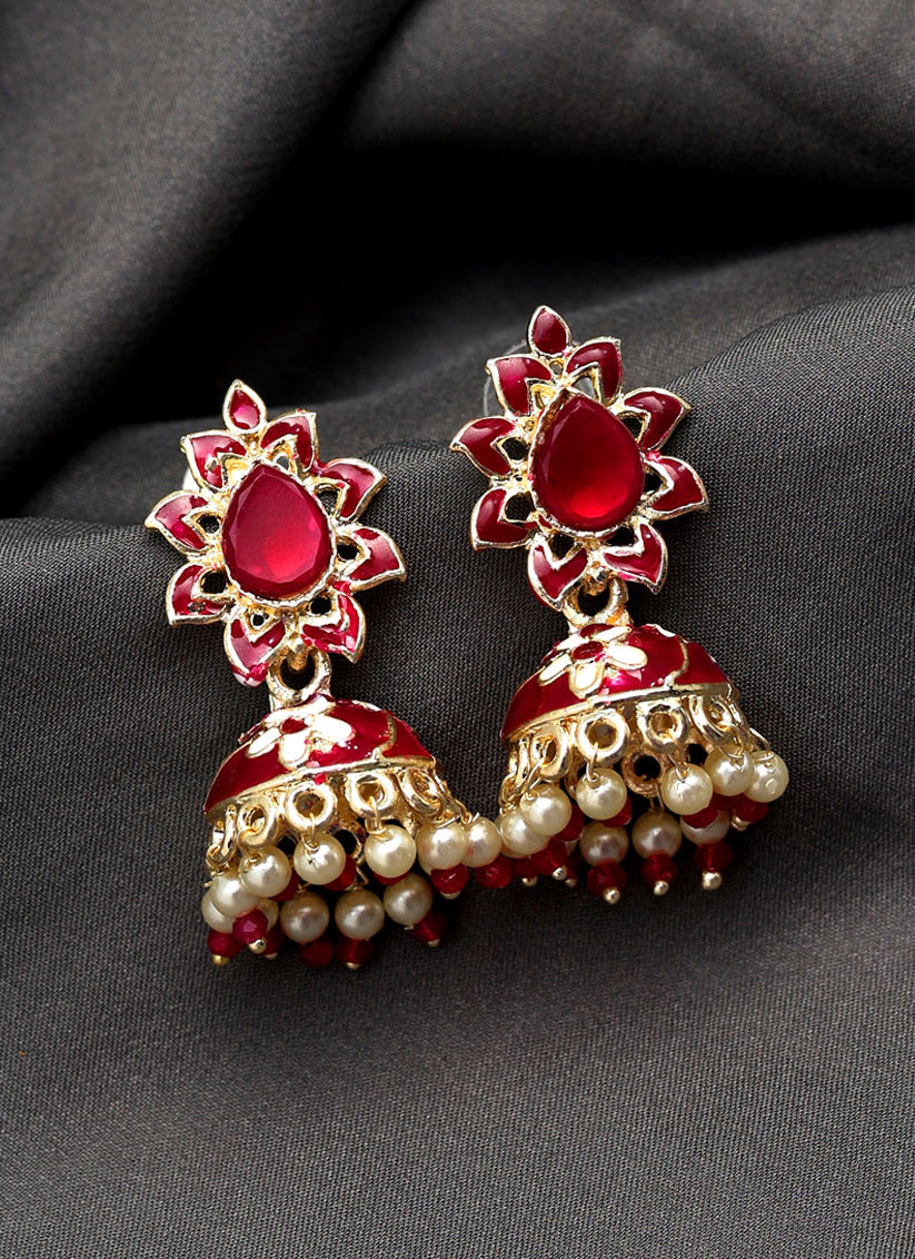 Purple Meenakari Earrings