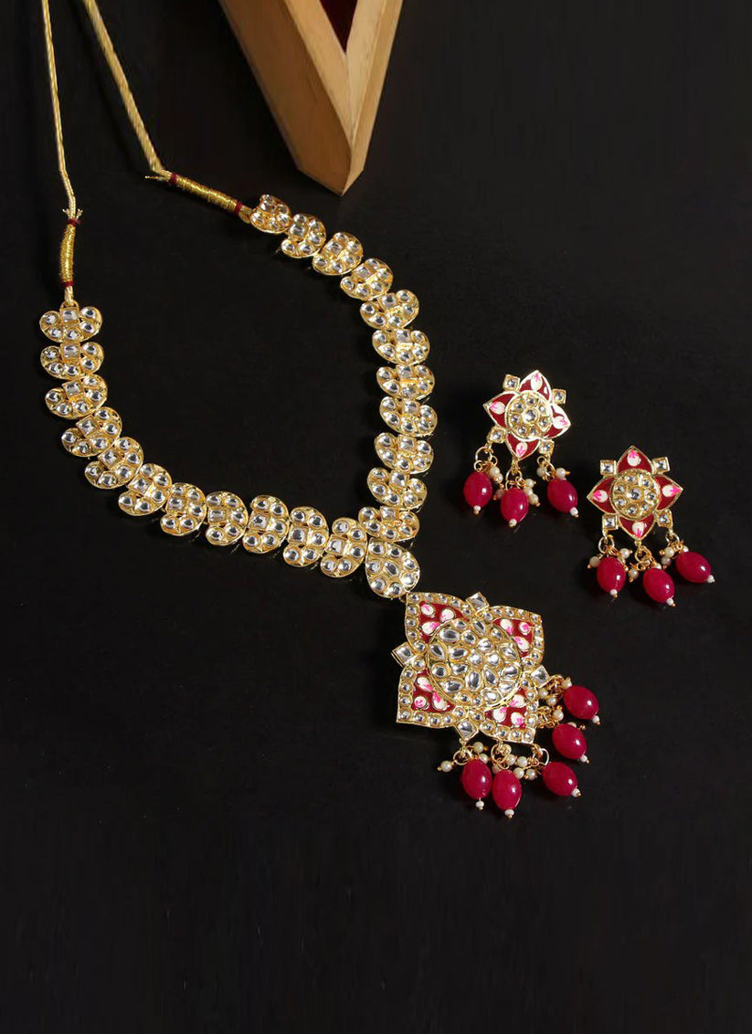 Rani Kundan Meenakari Necklace Set