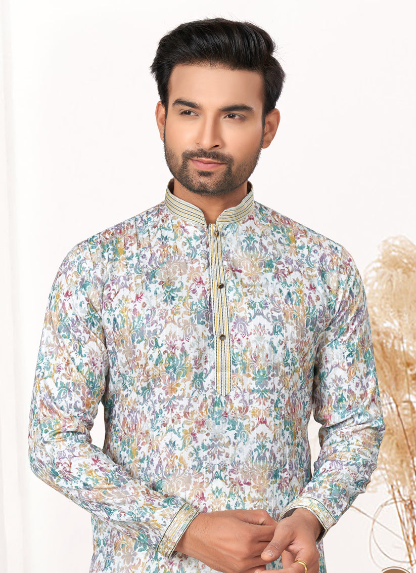White Cotton Kurta Pyjama Set