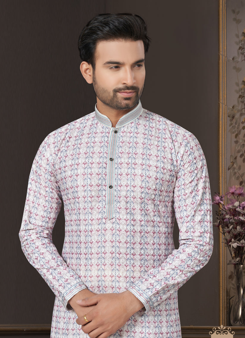 Off White Heavy Cotton Kurta Pyjama Set