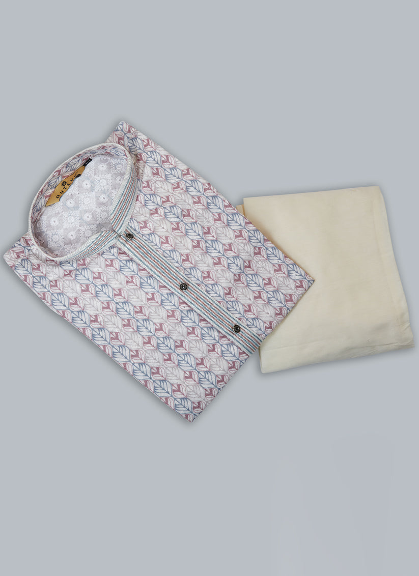 Off White Heavy Cotton Kurta Pyjama Set