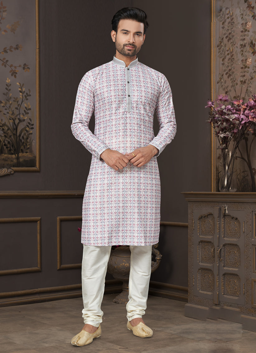Off White Heavy Cotton Kurta Pyjama Set