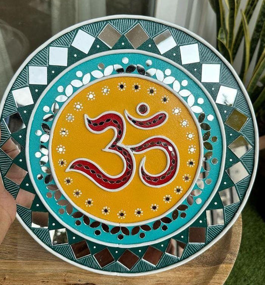 OM Handmade Traditional Lippan Art Wall Plate