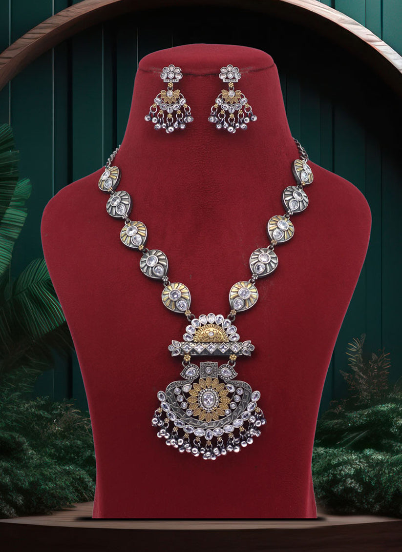 White Premium Oxidised Necklace Set