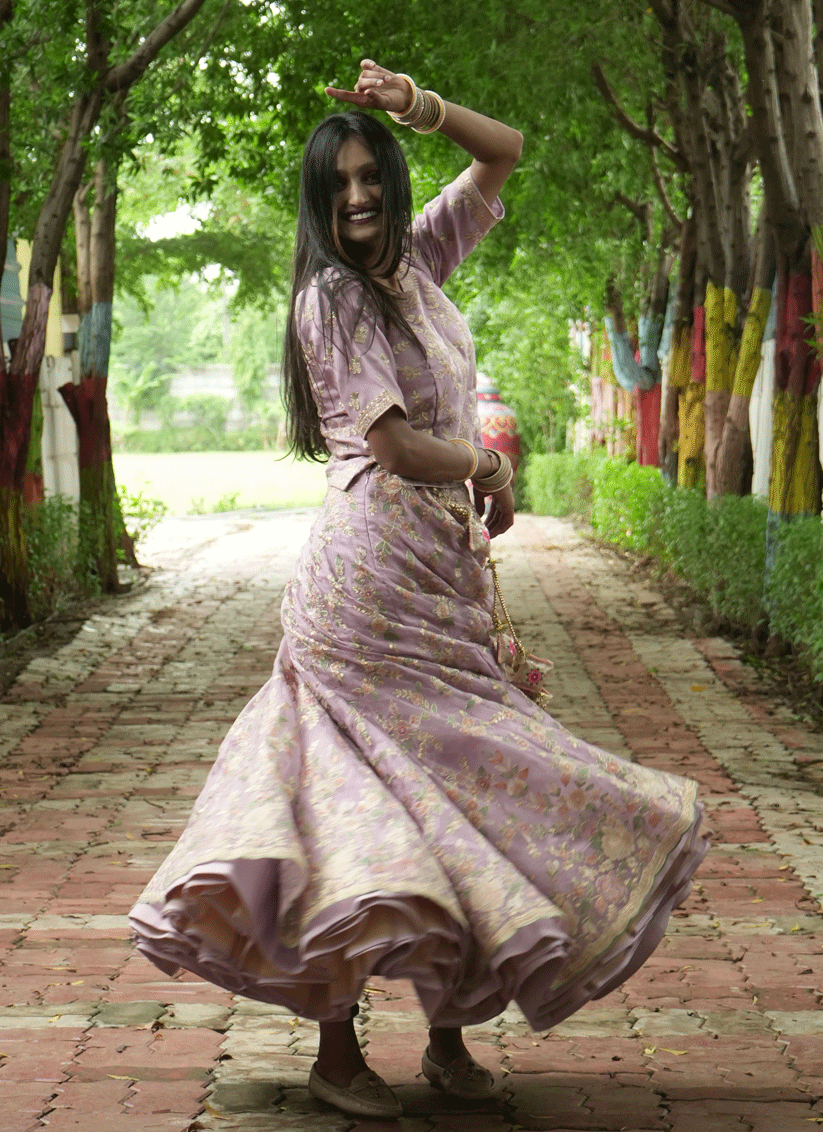 Mauve Tissue Heavy Embroidered Designer Lehenga Choli