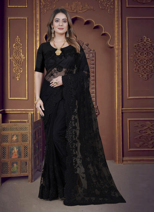 Black Net Party Wear Saree