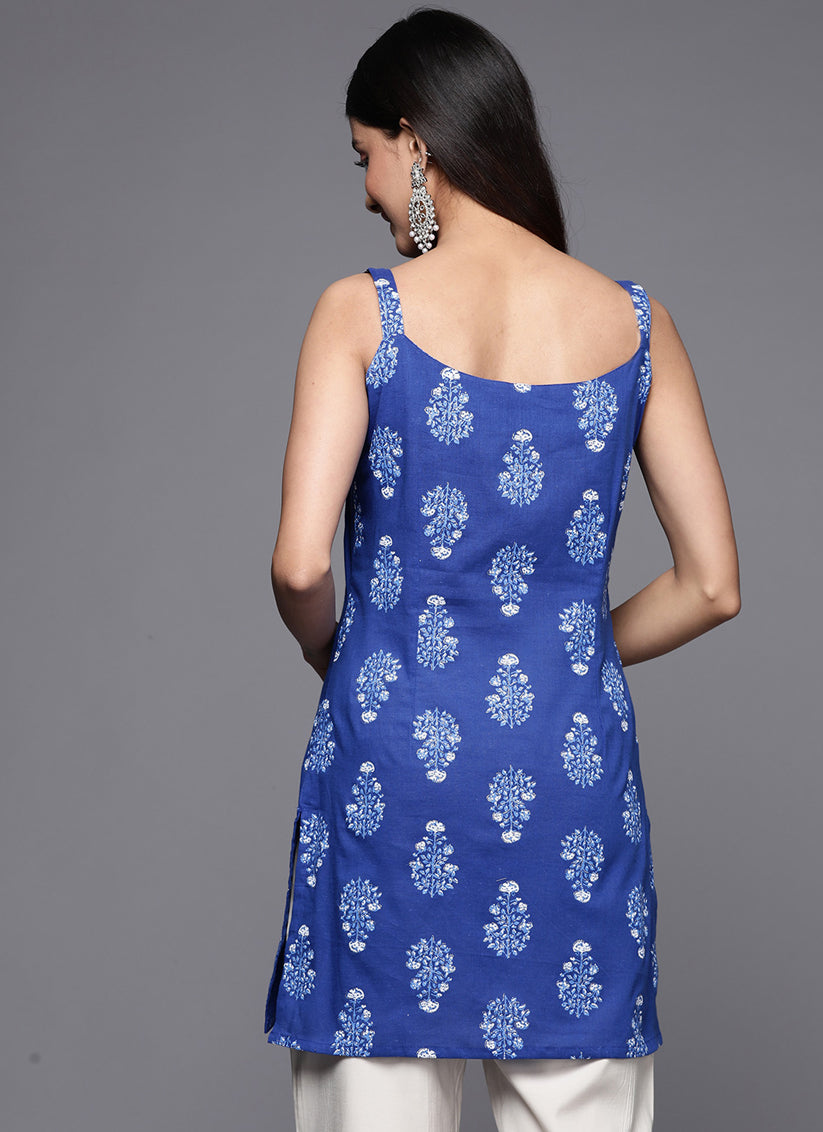 Blue Cotton Printed Tunic