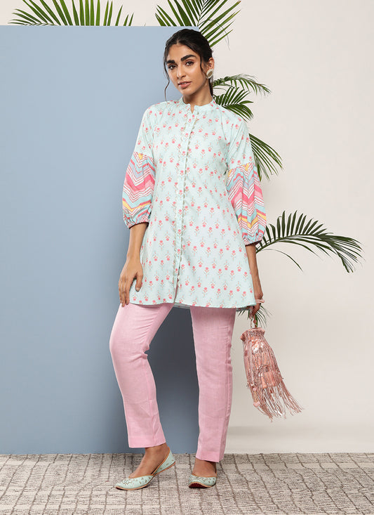 Mint Green Crepe Printed Tunic