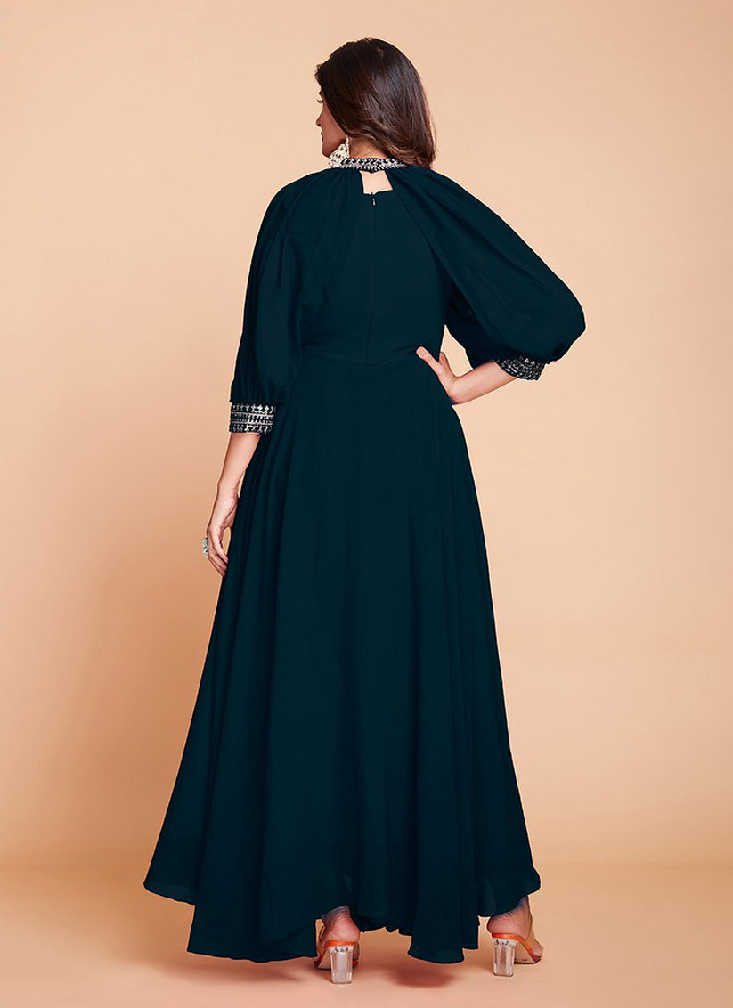 Rama Green Faux Georgette Gown