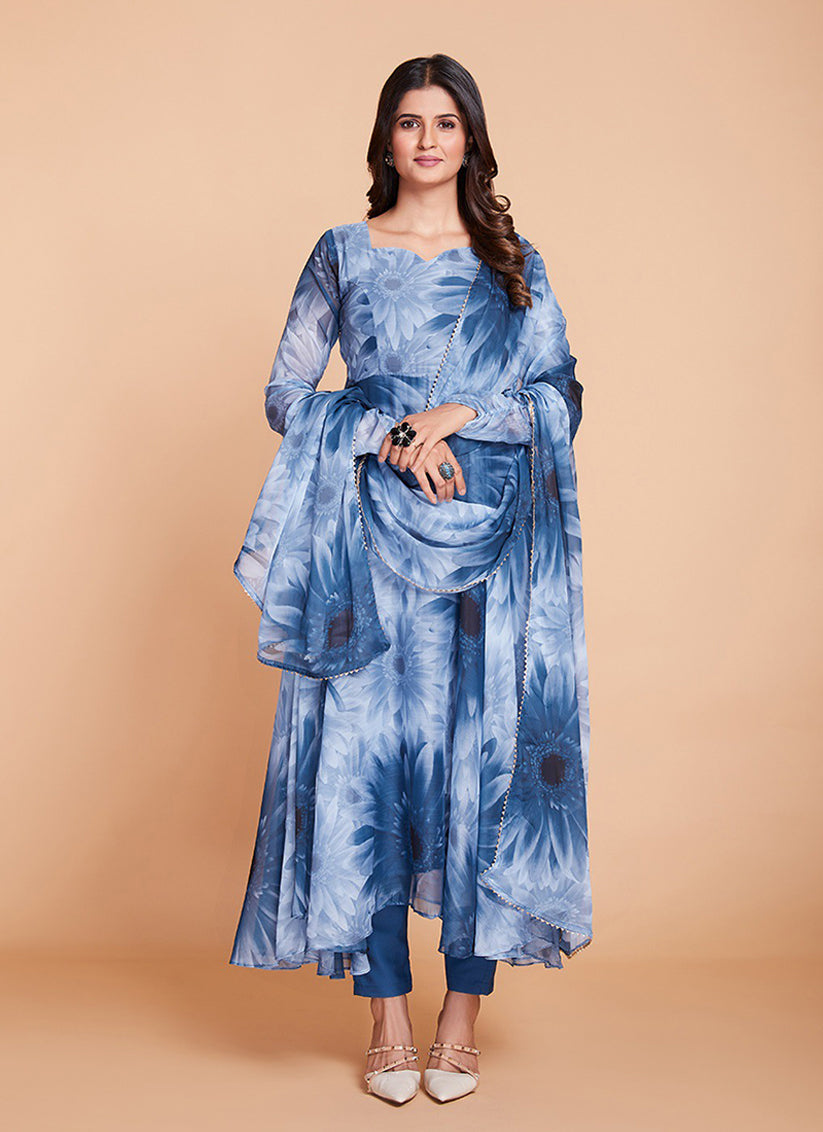 Navy Blue Readymade Pant Kameez Suit