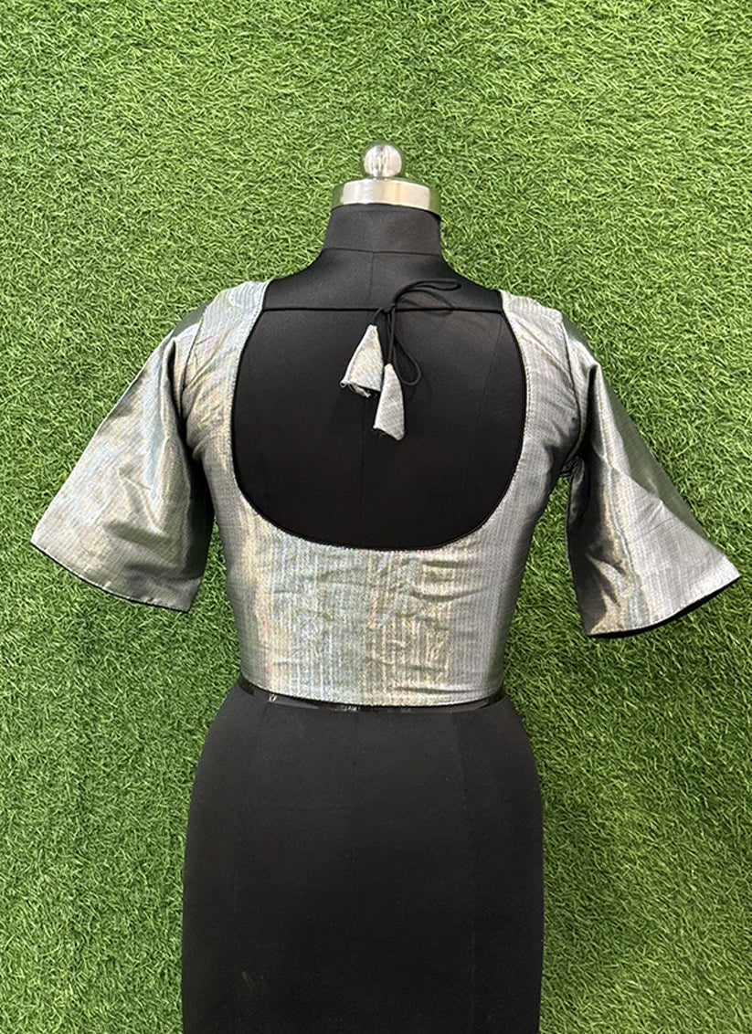 Silver silk weaving print readymade blouse