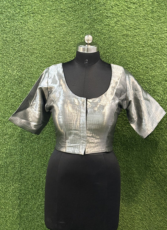 Silver silk weaving print readymade blouse