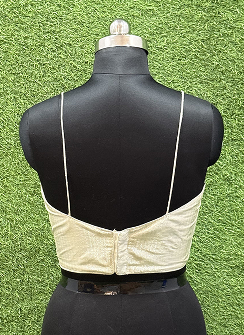 Beige artsilk weaving print readymade blouse