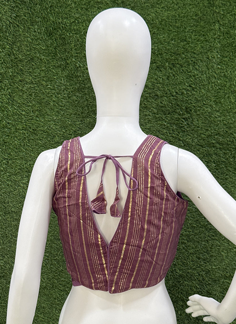 Violet Cotton Silk zari weaving readymade blouse