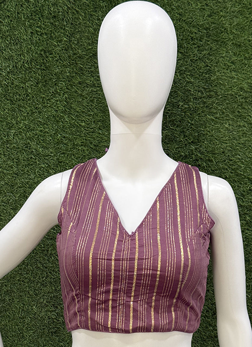 Violet Cotton Silk zari weaving readymade blouse