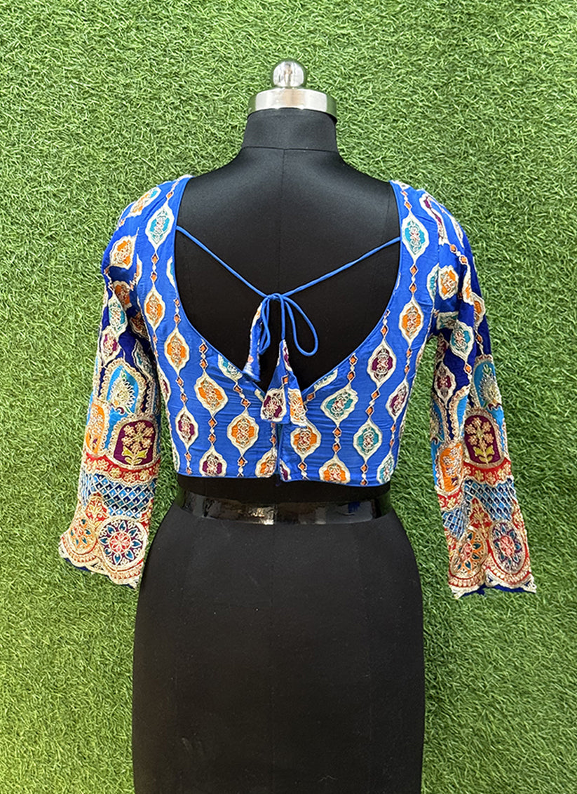 Blue chiffon Heavy Embroidery readymade blouse
